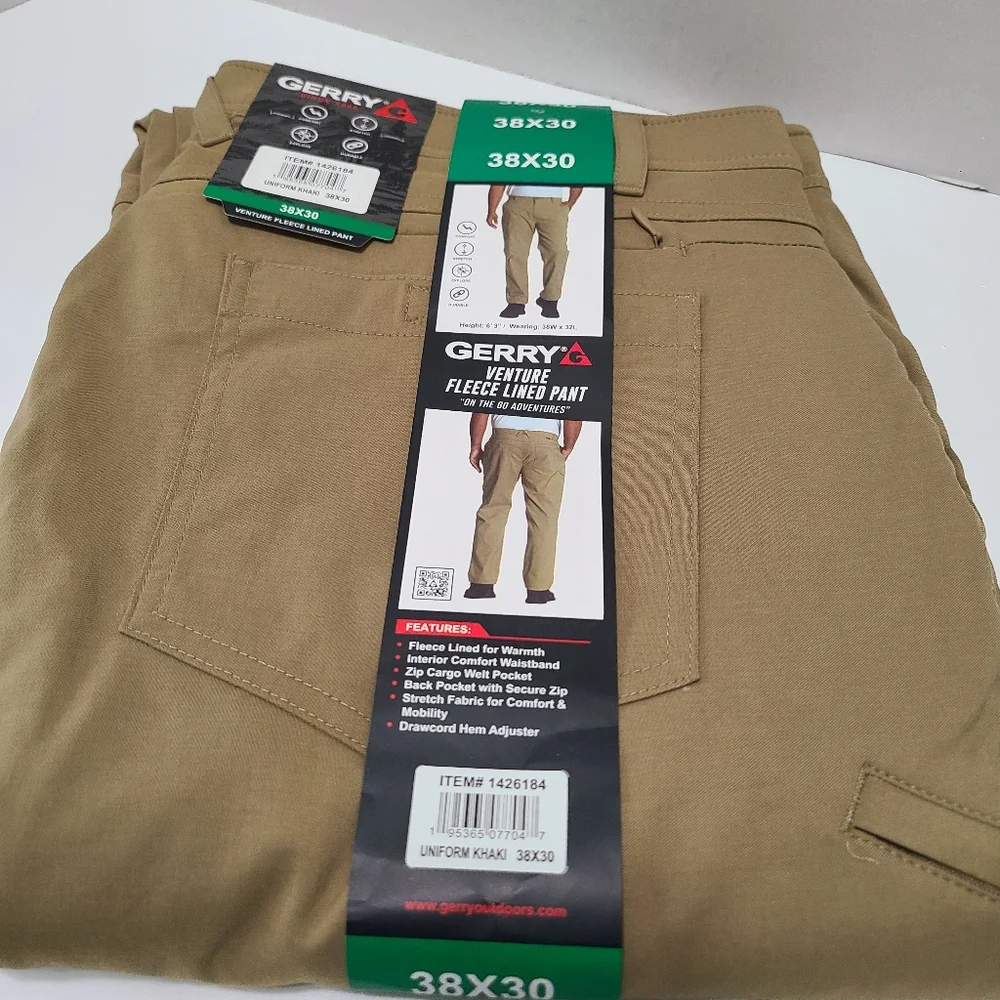 Gerry Venture‎ Fleece Lined Pant Uniform Khaki 38x30